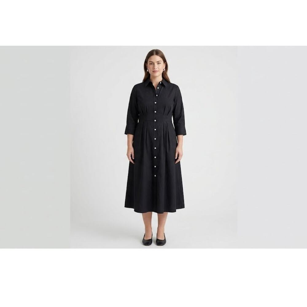 NEW! J.Crew Black Cotton Button Down Dress - Size 12